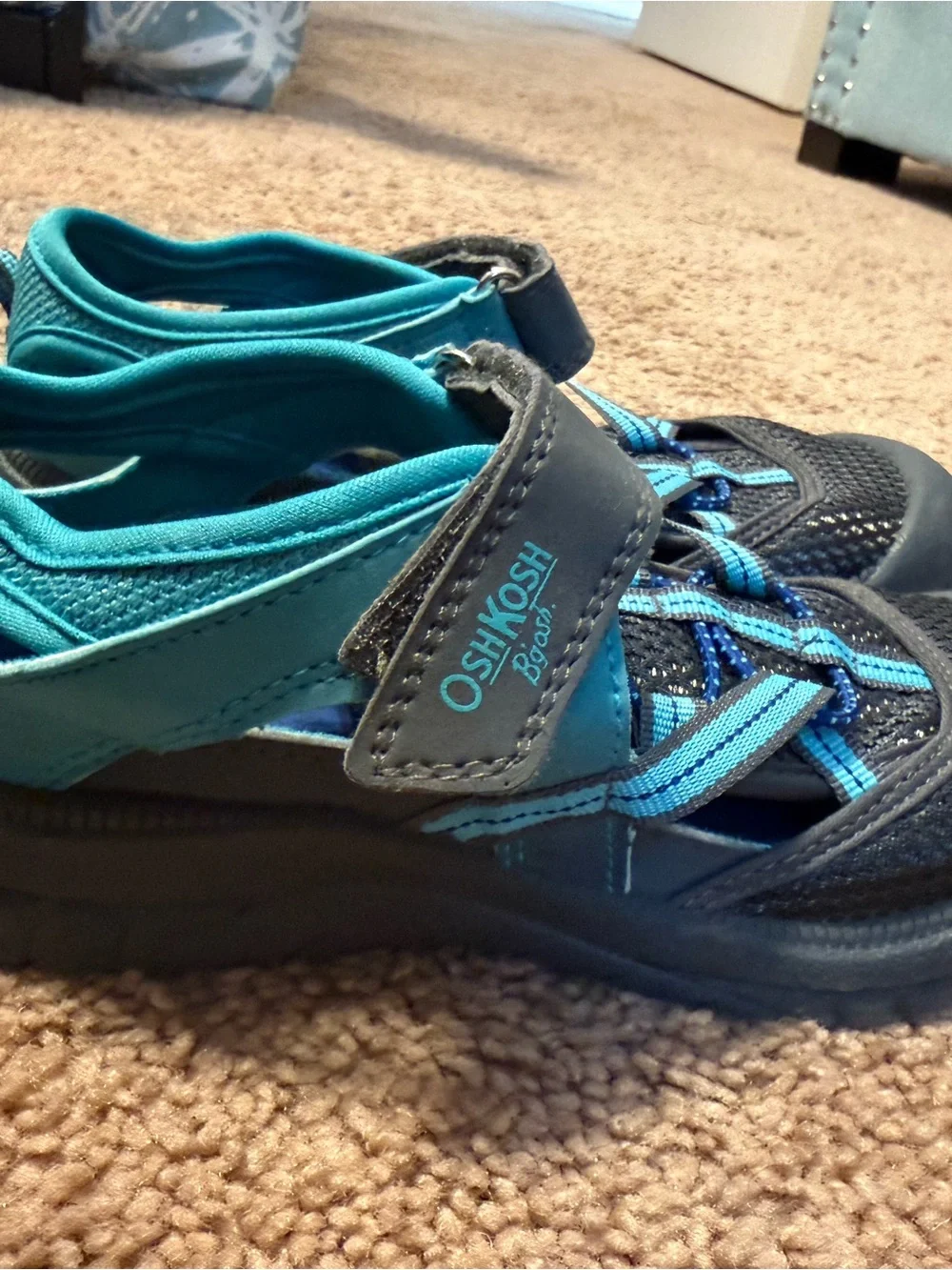 OshKosh B'gosh Black and Teal Kids Closed-Toe Water Shoes